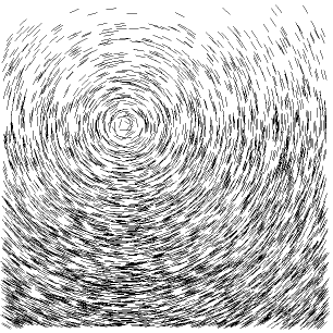 Circular field of pen strokes