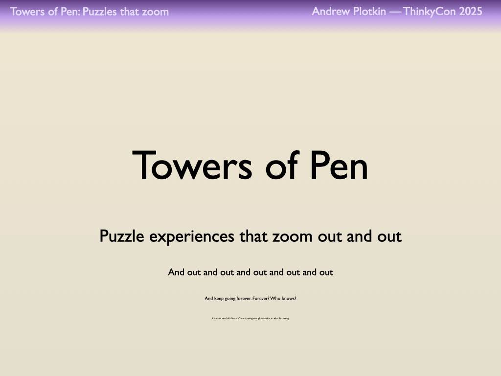 The title slide: Towers of Pen.
