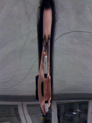 Stata Center lobby, via Anish Kapoor sculpture, night
